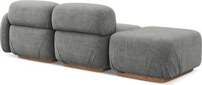 Chaise lounge componibile grigia (con penisola a sinistra) con rivestimento in bouclé Ailani – Makamii