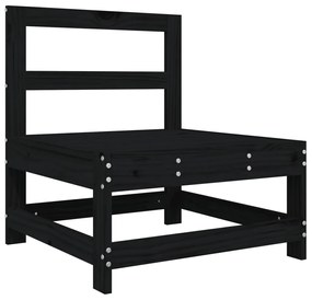 Set Salotto da Giardino 7 pz Nero in Legno Massello di Pino