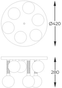 Zuma Line C0583-06D-2GHF - Lampadario a plafone MIDA 6xG9/6W/230V ottone