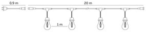 Catena decorativa da esterno LED BAJA ST64 20xE27/1W/230V 20,9m IP44 bianco caldo