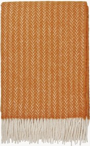 Coperta in lana di pecora con motivo a spina di pesce e frange Hope