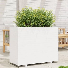 Fioriera Da Giardino Bianca 90x40x72,5cm Legno Massello Di Pino /