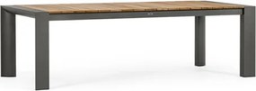 Tavolo Da Esterno In Alluminio Piano In Teak Allungabile 110x253/384 Cm Cameron Antracite Bizzotto