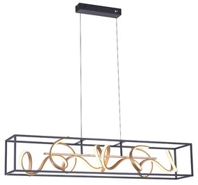 Lampada a sospensione di design nera con oro dimmerabile inclusa LED - Krisscross Cage