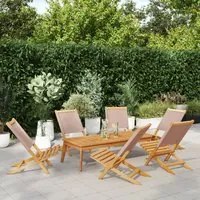 Sedie Giardino Pieghevoli 6pz Tortora Tessuto e Legno Massello 3214644