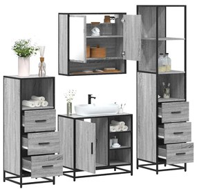 Set Mobili Da Bagno 4 Pz Grigio Sonoma İn Legno Multistrato /