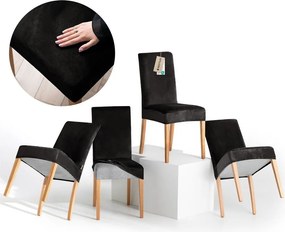 Set di coprisedia neri con rivestimento elastico per sedie 4 pz 48 cm Sento – Restilo