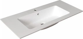 Lavabo rettangolare vasca centrale L 100.5 x H 14 x P 46 cm in resina bianco lucido