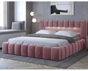 Letto matrimoniale imbottito rosa con contenitore e rete inclusi 180x200 cm Lamica – ELTAP