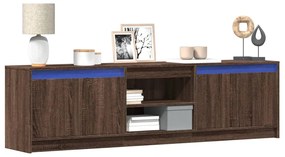 Mobile Porta Tv Con Led Rovere Marrone 180x34x50cm Truciolato /