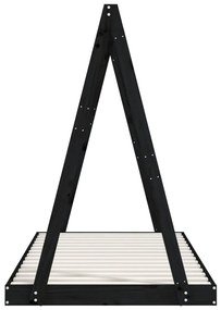 Giroletto per bambini nero 90x190 cm in legno massello di pino