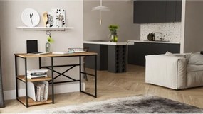 Scrivania Industrial Con Ripiani Laterali 120x60x75H Rovere E Antracite Voyage SX