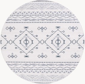 Tappeto rotondo a pelo basso tessuto a mano Evangeline