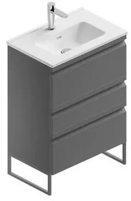 Mobile sottolavabo e lavabo Pull per vasca centrale grafite in mdf L 60 x H 56 x P 39.5 cm 3 cassetti