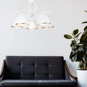 Lampadario a sospensione con catena RETRO II 5xE27/60W/230V bianco