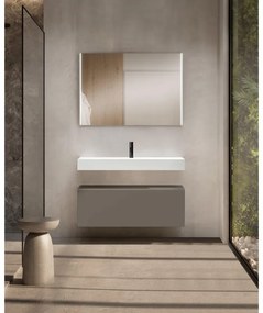 Mobile sottolavabo e lavabo per vasca centrale cenere L 100 x H 35 x P 46 cm 1 cassetto