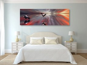 Quadro su tela – Cicogne su sfondo astratto