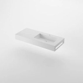 Lavabo integrale rettangolare L 120 x H 14 x P 46 cm in solid surface bianco