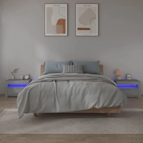 Comodini 2 Pz Con Luci Led Grigio Sonoma 60x35x40 Cm /