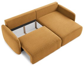 Divano angolare arancione allungabile/con contenitore (con penisola a destra) Kalena – Makamii