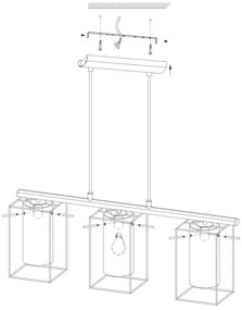 Eglo 49496 - Lampadario LONCINO 3xE27/60W/230V