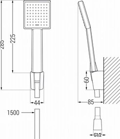 Mexen R-45 set doccia a parete, cromato - 785455052-00