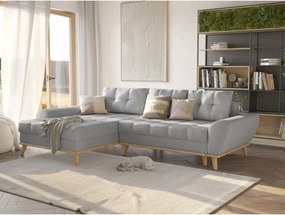 Divano letto angolare grigio chiaro (penisola a sinistra) Balitco - Ropez