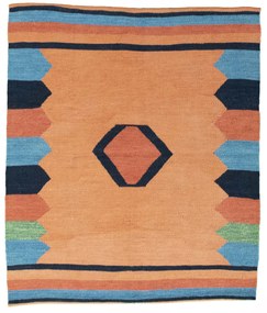 Kilim Tappeto 120 x 100 Giallo (Iran) Tessuto A Mano