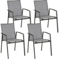 Set 4 Sedie da Giardino 57x57x87,5h cm con Braccioli Cruise Antracite