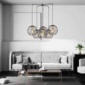 EMIBIG LIGHTING Lampada a sospensione Albio 6 con paralumi a gabbia, nero