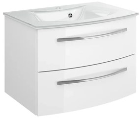 Mobile sottolavabo e lavabo Image bianco lucido L 70 x H 48 x P 48 cm 1 vasca 2 cassetti