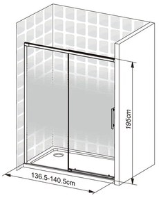 Porta doccia scorrevole Remix L 140 x H 195cm, Sp. 5 mm in vetro serigrafato profilo cromo