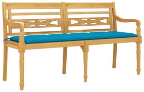 Panchina batavia con cuscino azzurro 150 cm legno massello teak