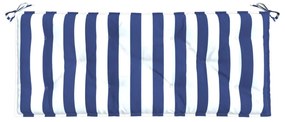 Cuscini Panca Giardino 2pz Righe Bianche Blu 120x50x7cm Tessuto