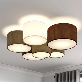 Lindby Laurenz, plafoniera a 6 luci, grigio, marrone