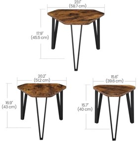 Set di 3 tavolini d'appoggio ELDUR, marrone/nero