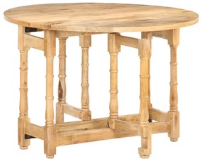 Tavolo Da Pranzo Rotondo 110x76 Cm İn Legno Massello Di Mango /