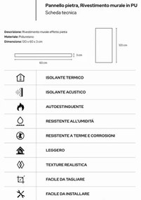 Pannello decorativo effetto roccia pietra 3D set 10 pz 7,2 mt2 rivestimento murale in PU 120 x 60 x 3 Bianco Leccese