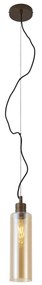Hotel Chic Pendant Lamp Dark Bronze with Amber Glass - Stavelot