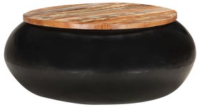Tavolino da caffè nero 68x68x30 cm legno massello di recupero