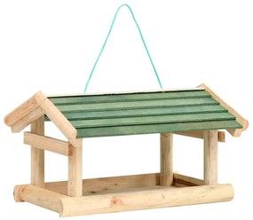 Mangiatoia Per Uccelli İn Legno Massello 35x29,5x21cm /