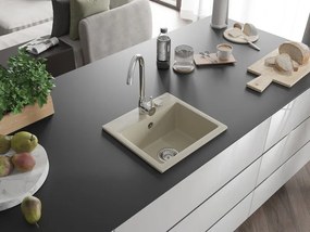 Mexen Milo lavello in granito 1-vasca 435 x 410 mm, beige, sifone cromato - 6505441000-69