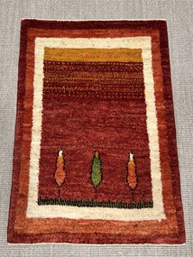 Gabbeh Tappeto 90x60 Rosso (Iran) Annodato A Mano