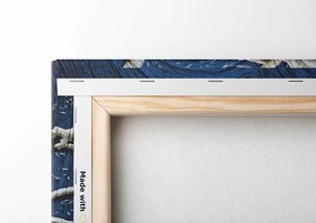 Stampa su tela – Albero astratto su legno con contrasto blu