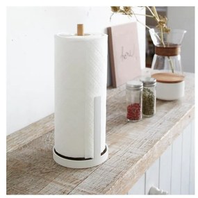 Porta rotolo di carta bianca con dettaglio in faggio Tosca - YAMAZAKI