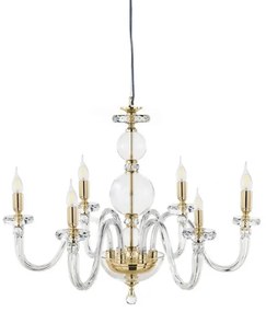 Lampada a sospensione BACH senza paralume in vetro trasparente 8 LUCI D84 cm ORO