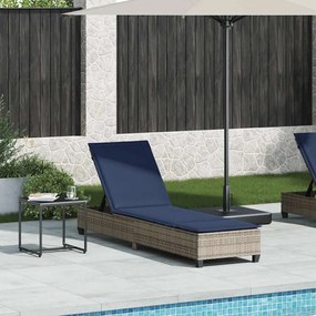 Lettino Prendisole Con Cuscini Grigio 55x200x25,5cm Polyrattan /