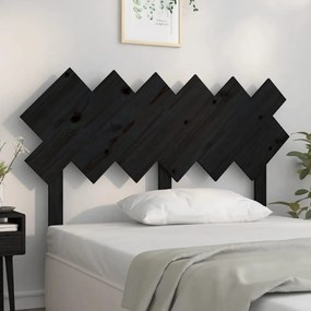 Testiera per letto nera 132x3x81 cm in legno massello di pino