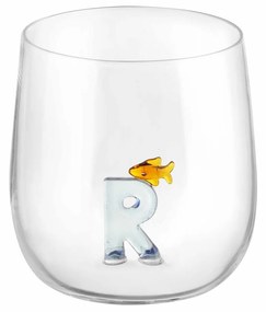 Bicchiere lettera R pesce in vetro borosilicato design Benny Setti