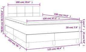 Letto a Molle Materasso e LED Grigio Chiaro 120x190 cm Velluto